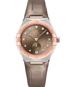 Omega CONSTELLATION 34 mm, steel ‑ Sedna™ gold on leather strap 131.23.34.20.63.001