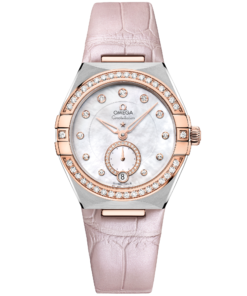 Omega CONSTELLATION 34 mm, steel ‑ Sedna™ gold on leather strap 131.28.34.20.55.001