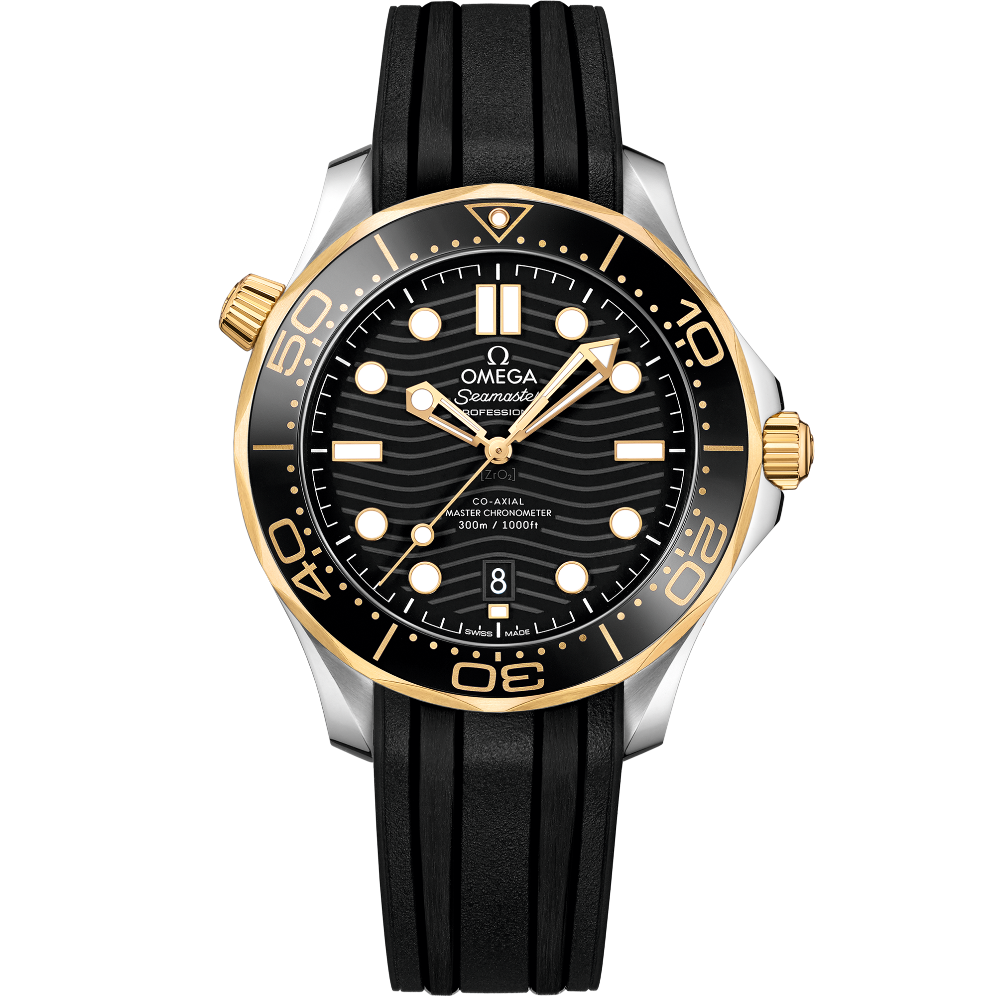 Omega SEAMASTER DIVER 300M 42 mm, steel ‑ yellow gold on rubber strap 210.22.42.20.01.001