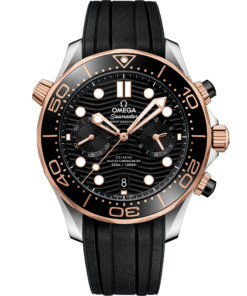 Omega SEAMASTER DIVER 300M 44 mm, steel ‑ Sedna™ gold on rubber strap 210.22.44.51.01.001