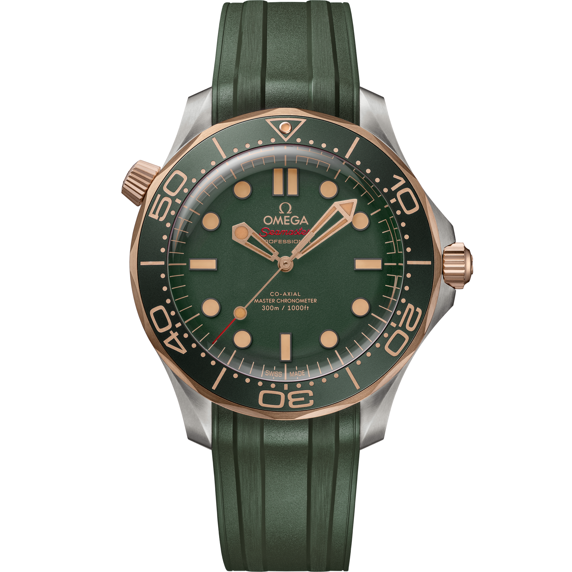 Omega SEAMASTER DIVER 300M 42 mm, titanium ‑ Bronze gold on rubber strap 210.92.42.20.10.001