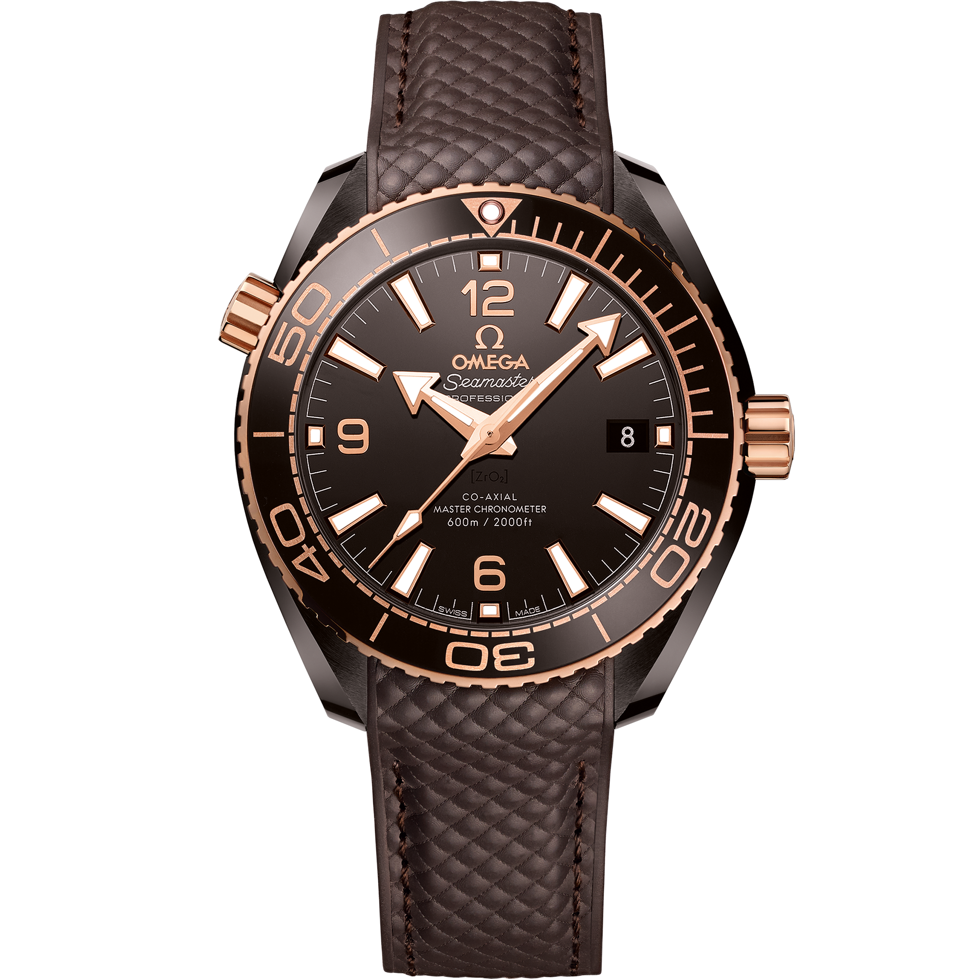 Omega SEAMASTER PLANET OCEAN 600M 39.5 mm, brown ceramic on rubber strap 215.62.40.20.13.001