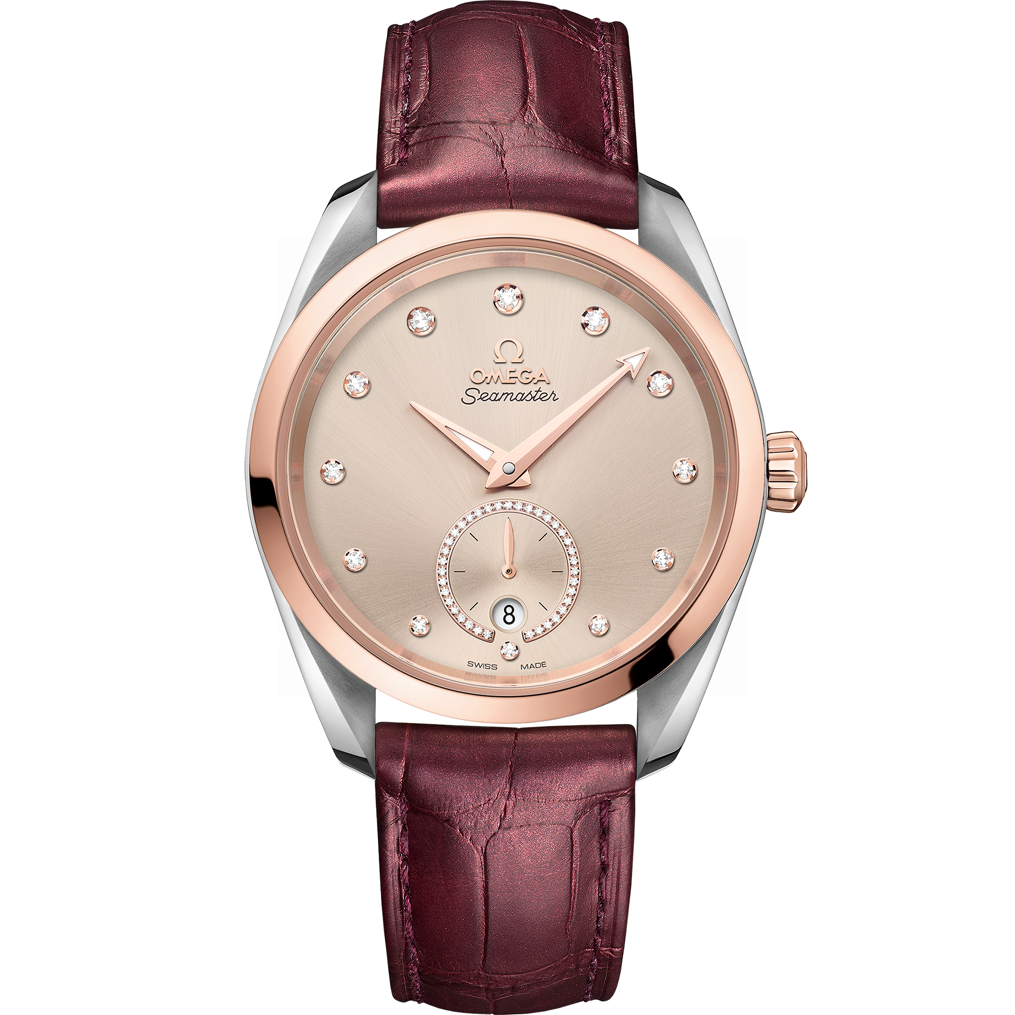 Omega SEAMASTER AQUA TERRA 150M 38 mm, steel ‑ Sedna™ gold on leather strap 220.23.38.20.59.001