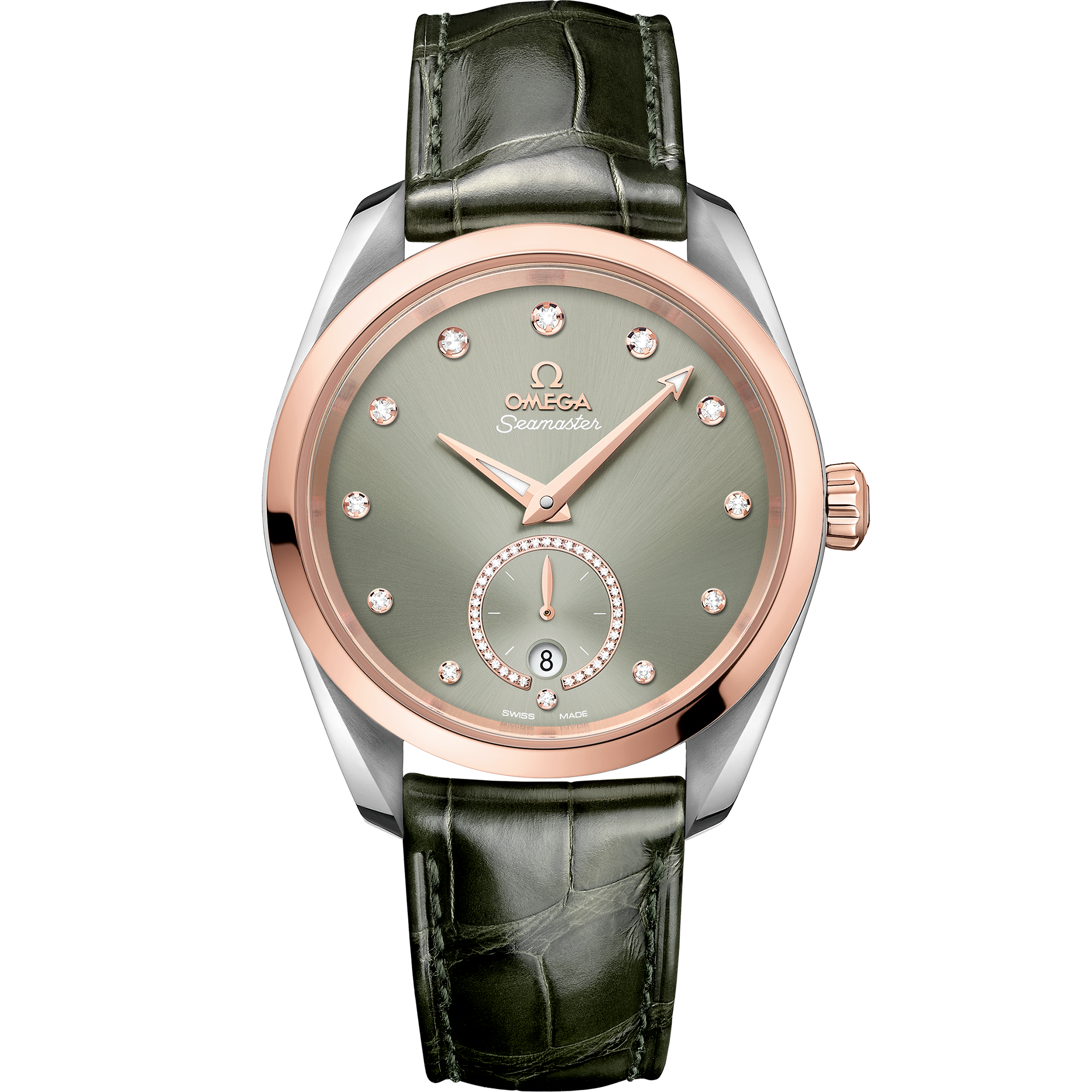 Omega SEAMASTER AQUA TERRA 150M 38 mm, steel ‑ Sedna™ gold on leather strap 220.23.38.20.60.001