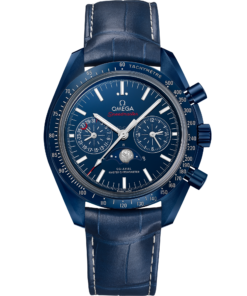 Omega SPEEDMASTER MOONPHASE 44.25 mm, blue ceramic on leather strap 304.93.44.52.03.001