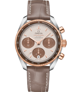 Omega SPEEDMASTER 38 38 mm, steel ‑ Sedna™ gold on leather strap 324.23.38.50.02.002