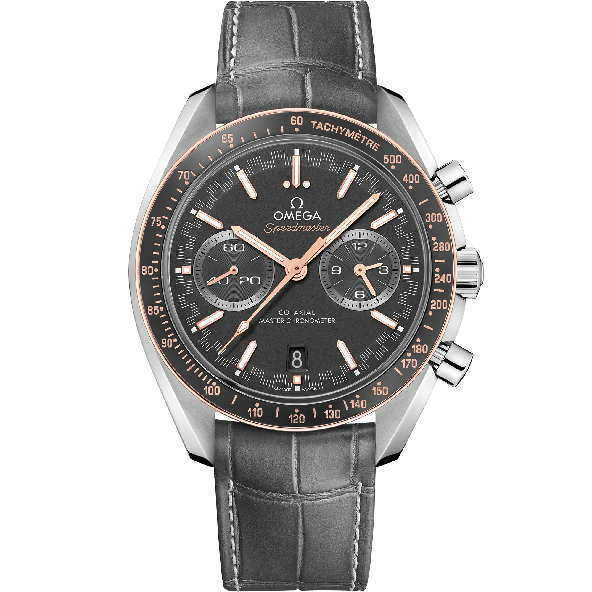 Omega SPEEDMASTER RACING 44.25 mm, steel on leather strap 329.23.44.51.06.001