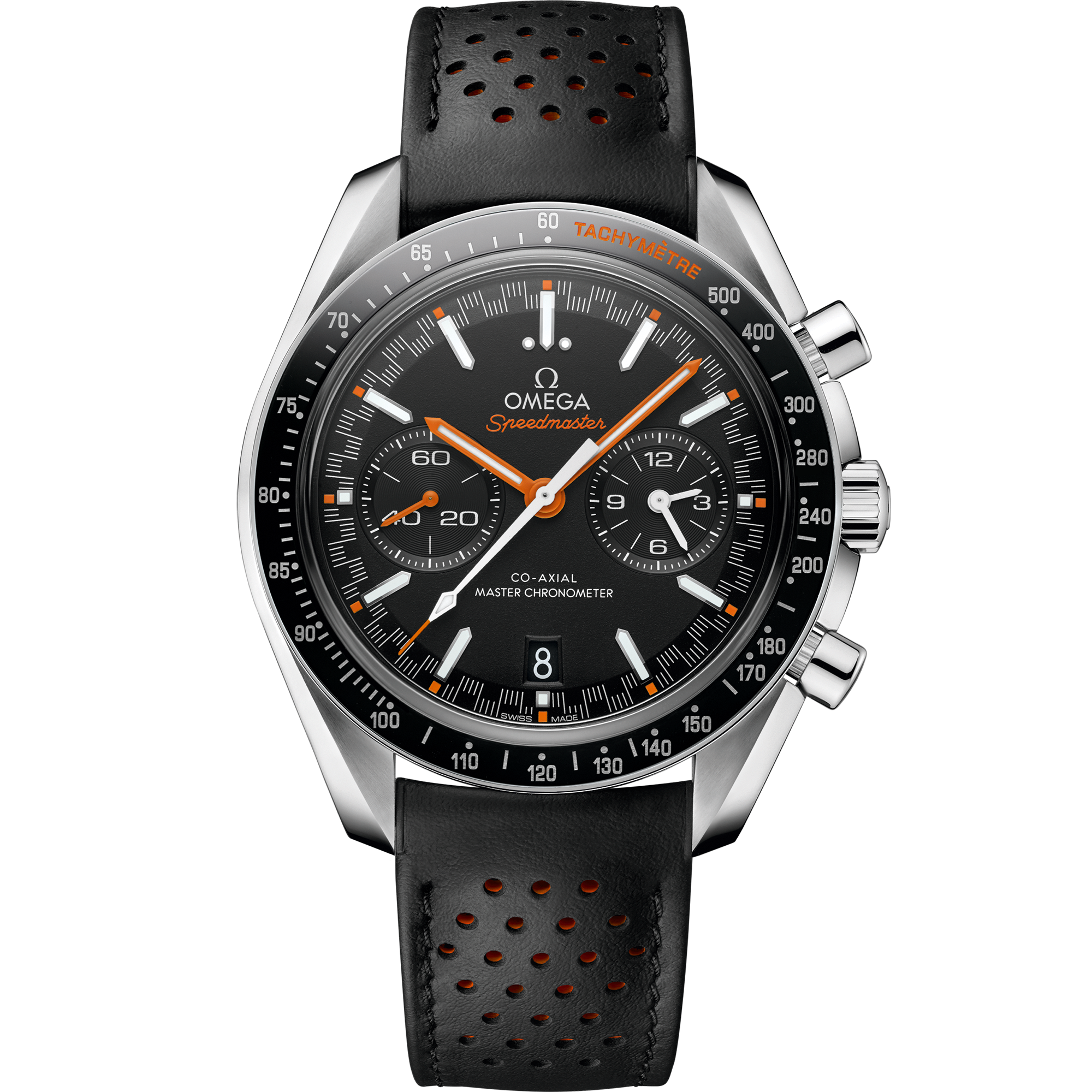 Omega SPEEDMASTER RACING 44.25 mm, steel on leather strap 329.32.44.51.01.001
