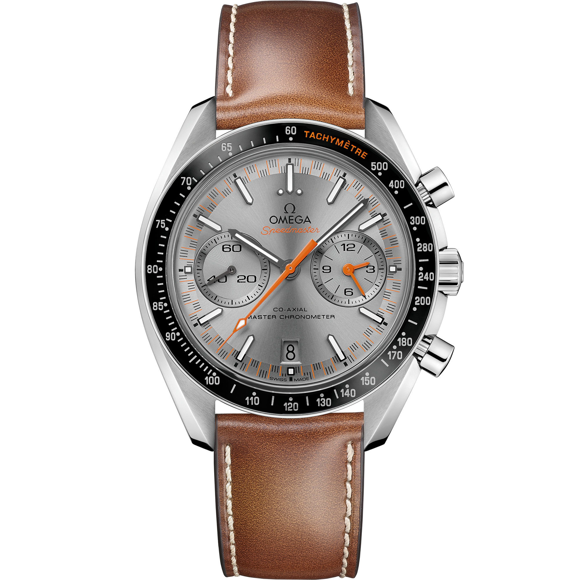 Omega SPEEDMASTER RACING 44.25 mm, steel on leather strap 329.32.44.51.06.001