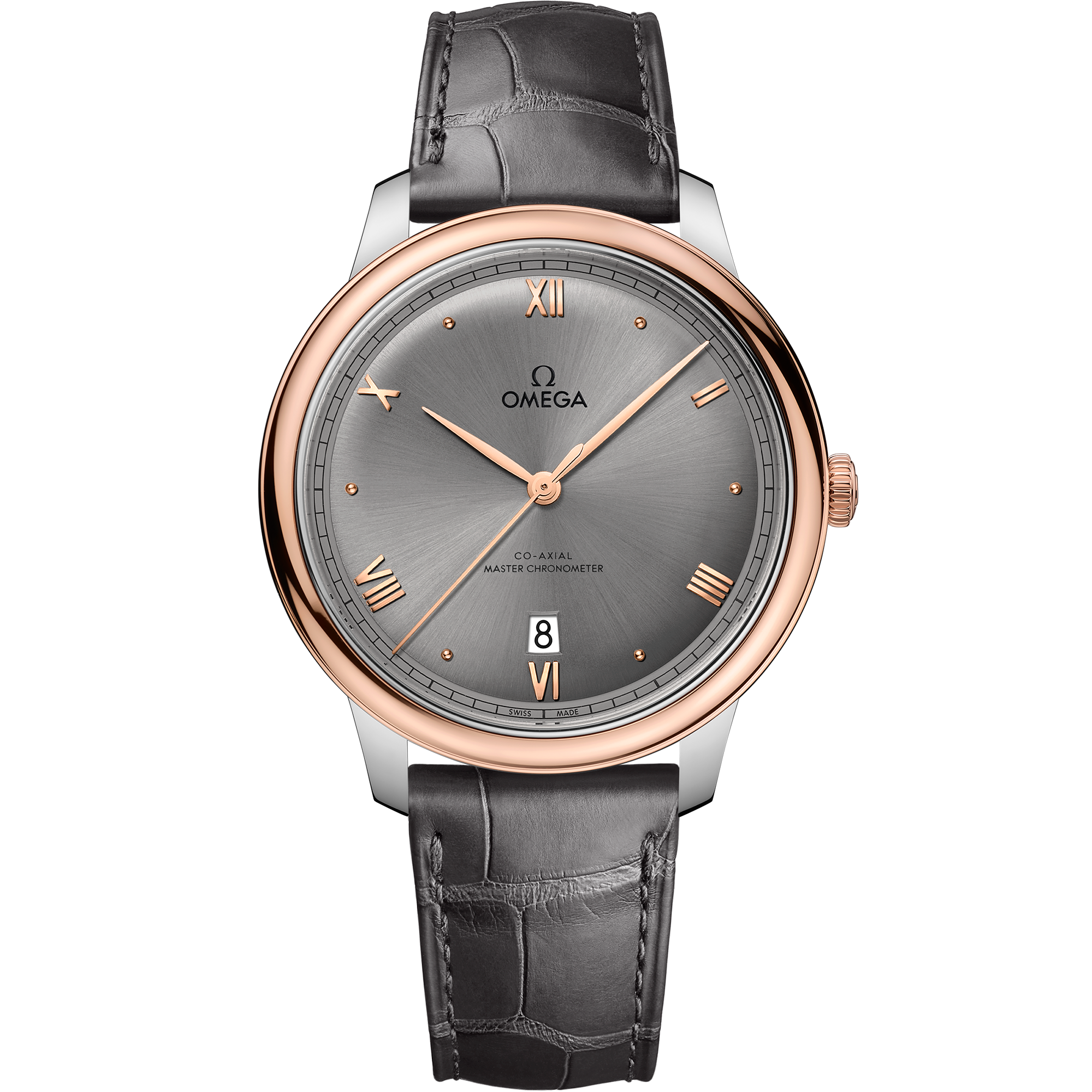 Omega DE VILLE PRESTIGE 40 mm, steel ‑ Sedna™ gold on leather strap 434.23.40.20.06.001