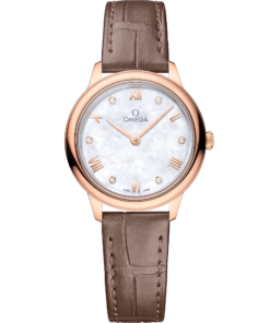 Omega DE VILLE PRESTIGE 27.5 mm, Sedna™ gold on leather strap 434.53.28.60.55.001