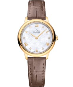 Omega DE VILLE PRESTIGE 27.5 mm, yellow gold on leather strap 434.53.28.60.55.002
