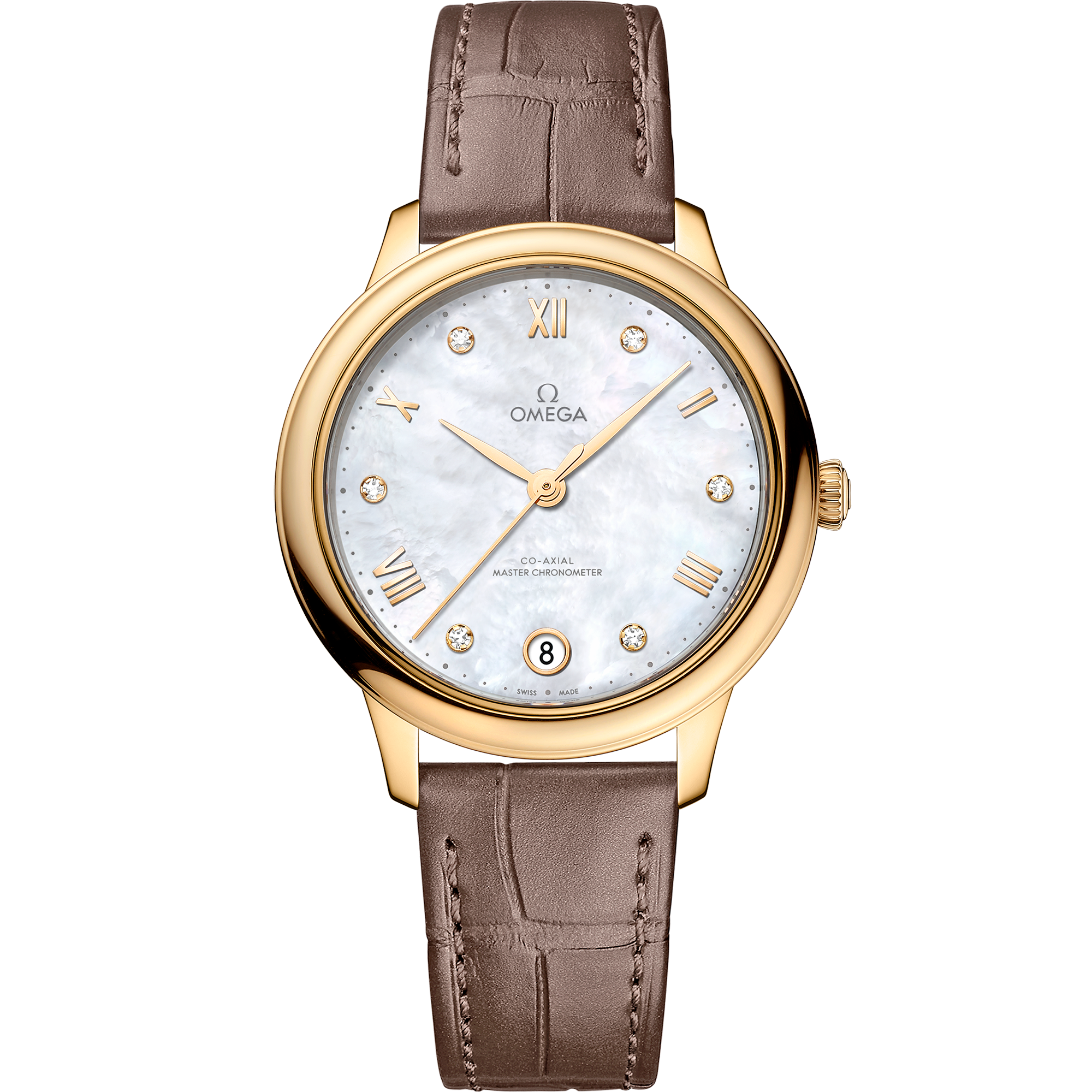 Omega DE VILLE PRESTIGE 34 mm, yellow gold on leather strap 434.53.34.20.55.002