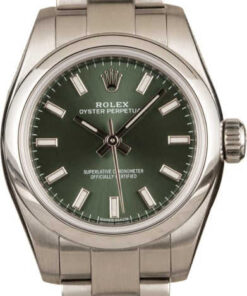 HandMade The Rolex Ladies Oyster Perpetual 176200 Olive Green Dial