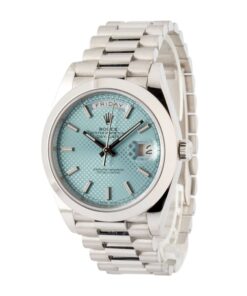 Alternative view of HandMade The Rolex Day-Date 40 Platinum 228206 Diagonal Motif Ice Blue Dial