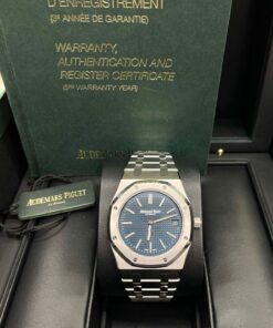 Alternative view of Audemars Piguet Royal Oak Jumbo 39mm Stainless Steel Jumbo Ultra-Thin Blue Dial 15202ST.OO.1240ST.01