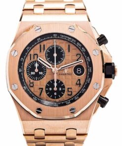 Audemars Piguet Royal Oak Offshore Selfwinding Chronograph / 18k Rose Gold/ Pink Toned Dial / Black Sub-Dials (Ref#26470OR.OO.1000OR.01)