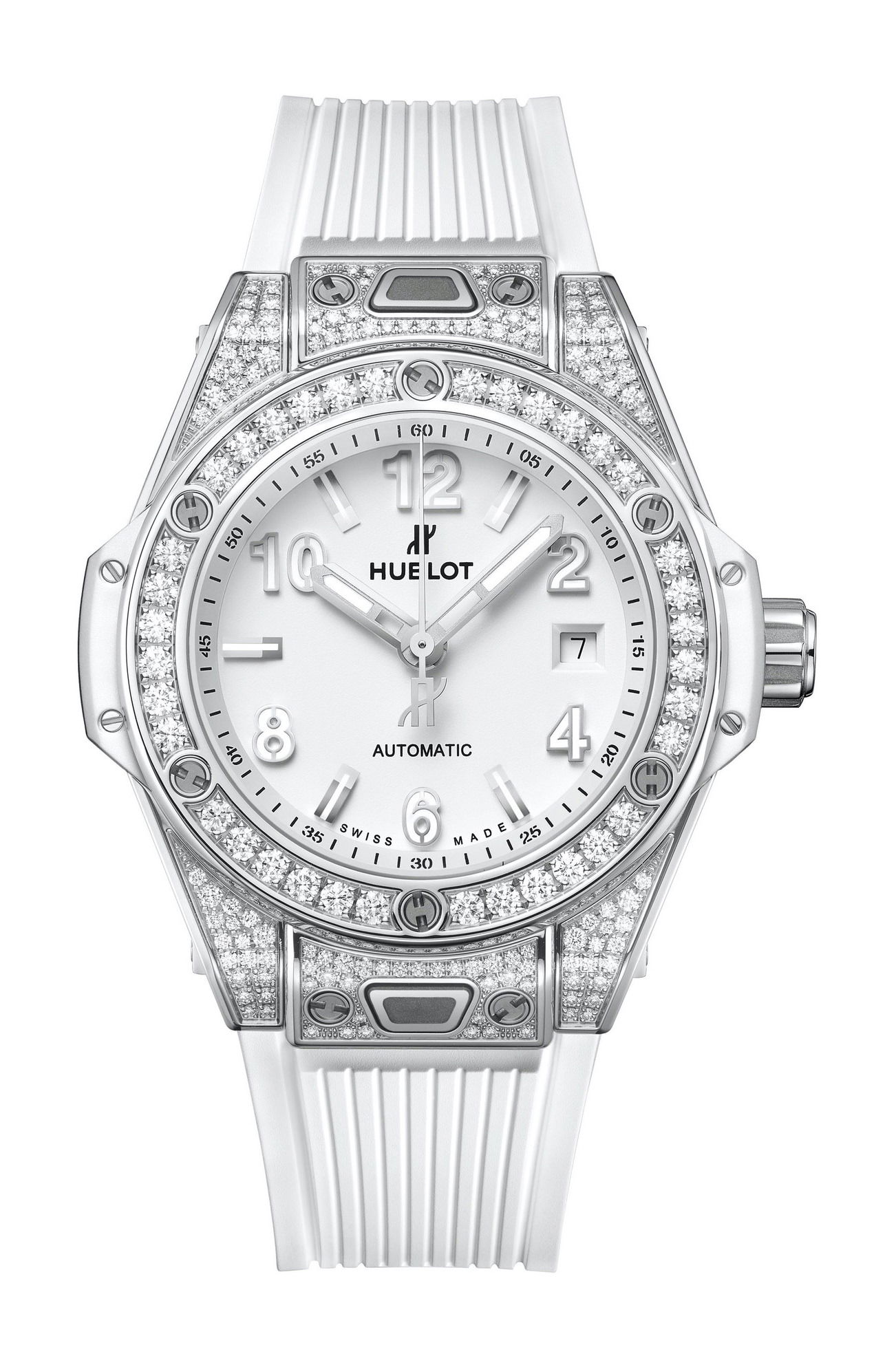 Big Bang One Click Steel White Pavé 33mm
