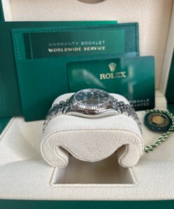 Alternative view of Rolex Datejust 31 Steel and White Gold Datejust 31 Fluted Bezel Mint Green Index Dial Jubilee Bracelet 278274