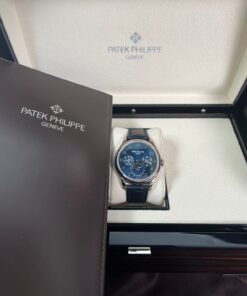 Alternative view of Patek Philippe Grand Complications Perpetual Calendar Moon Phase White Gold/ Royal Blue Dial & Strap (Ref#5327G-001)