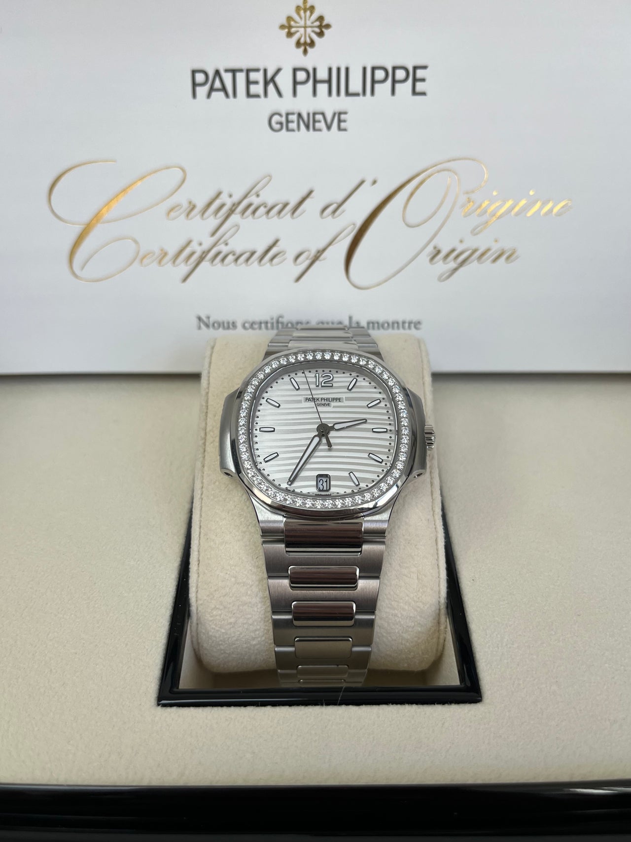 Patek Philippe Nautilus Diamond Bezel Silver Index Dial Reference #7118/1200A-010 - Image 2