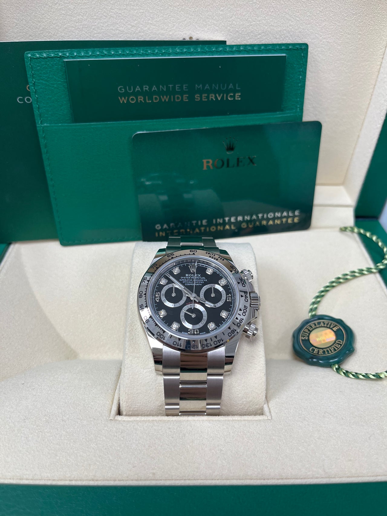 Rolex Daytona White Gold Black Diamond Dial Oyster Bracelet 40mm (Reference 116509) - Image 2