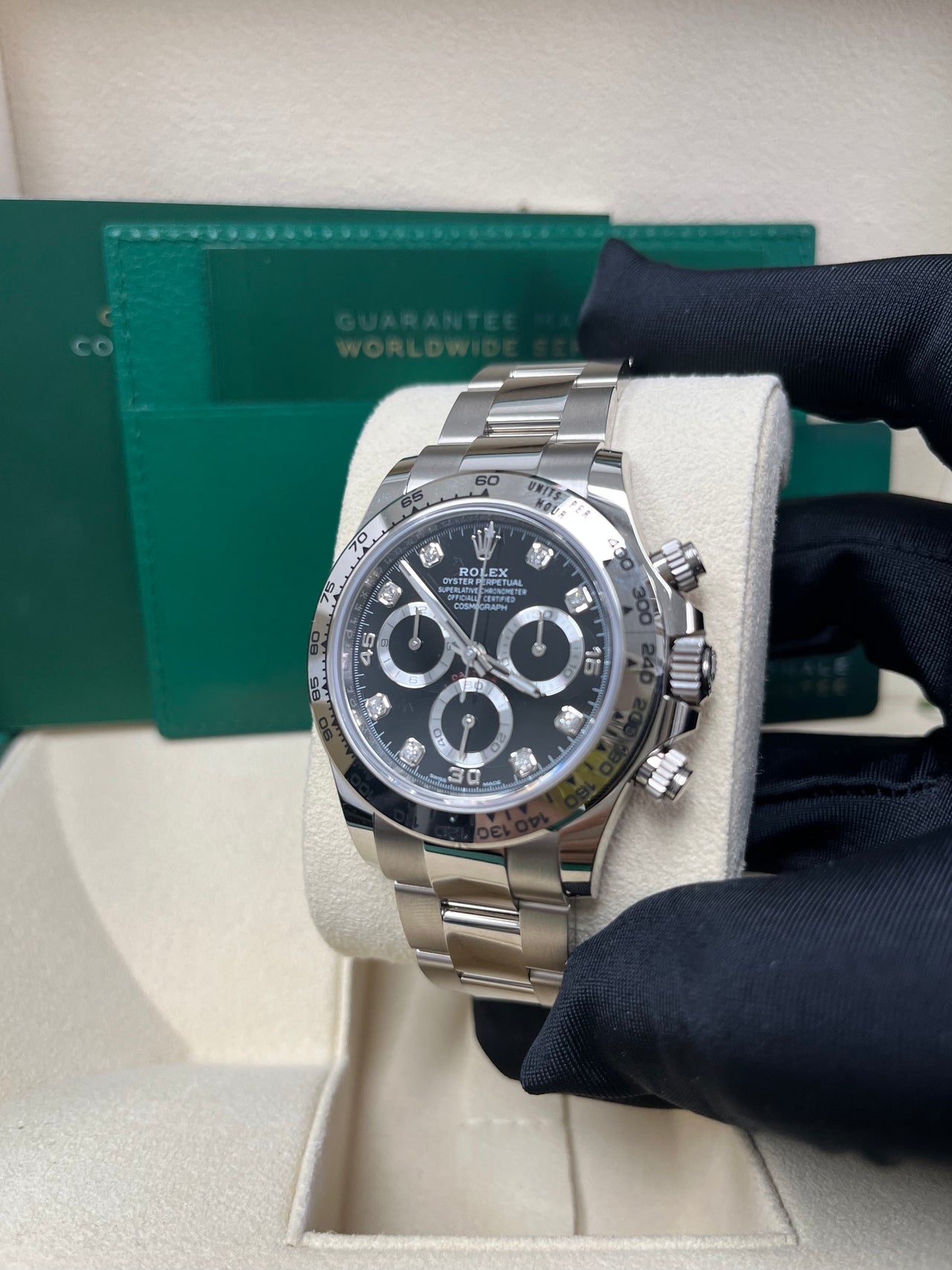 Rolex Daytona White Gold Black Diamond Dial Oyster Bracelet 40mm (Reference 116509) - Image 6
