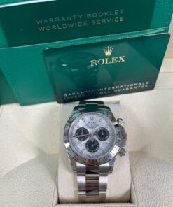 Alternative view of Rolex Daytona White Gold Daytona 40mm Meteorite Dial Steel and Black Oyster (Reference # 116509)
