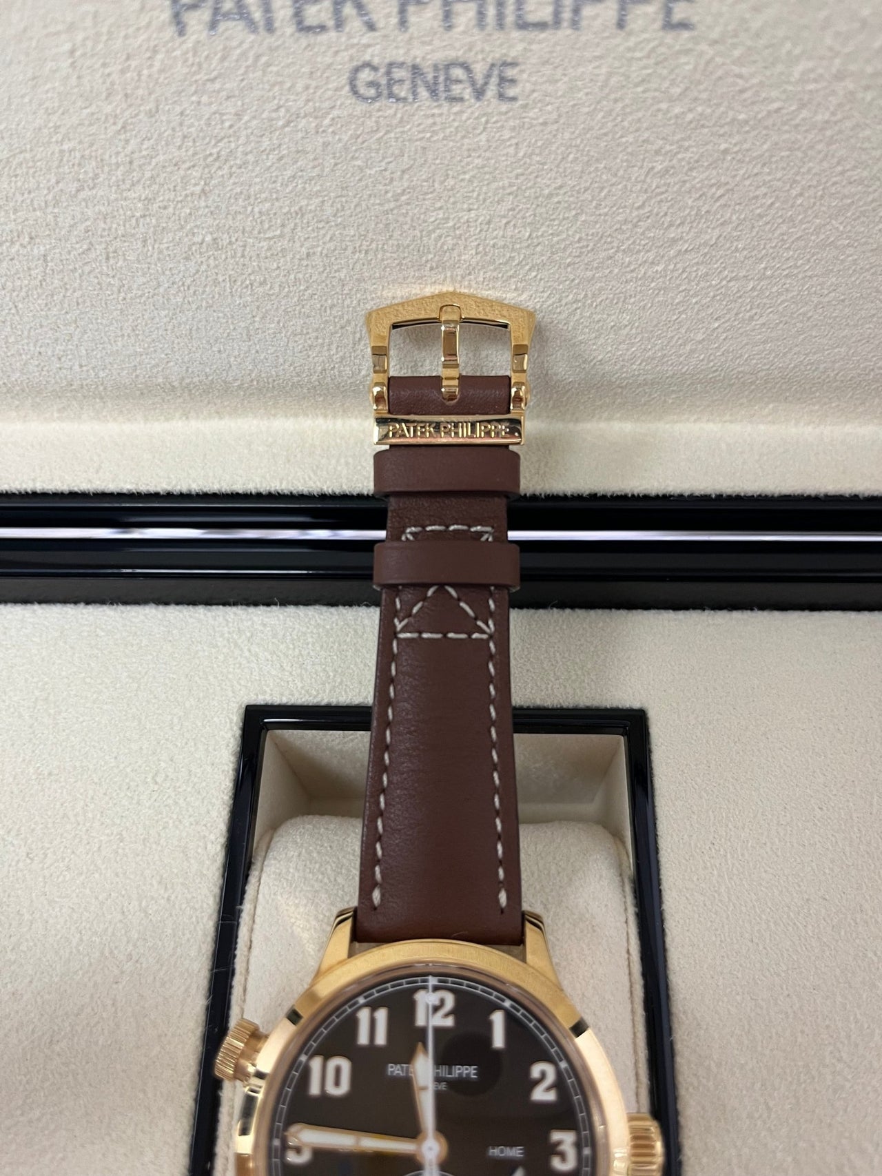 Patek Philippe Travel Time 37mm Rose Gold/ Brown Sunburst Dial (Ref# 7234R-001) - Image 7