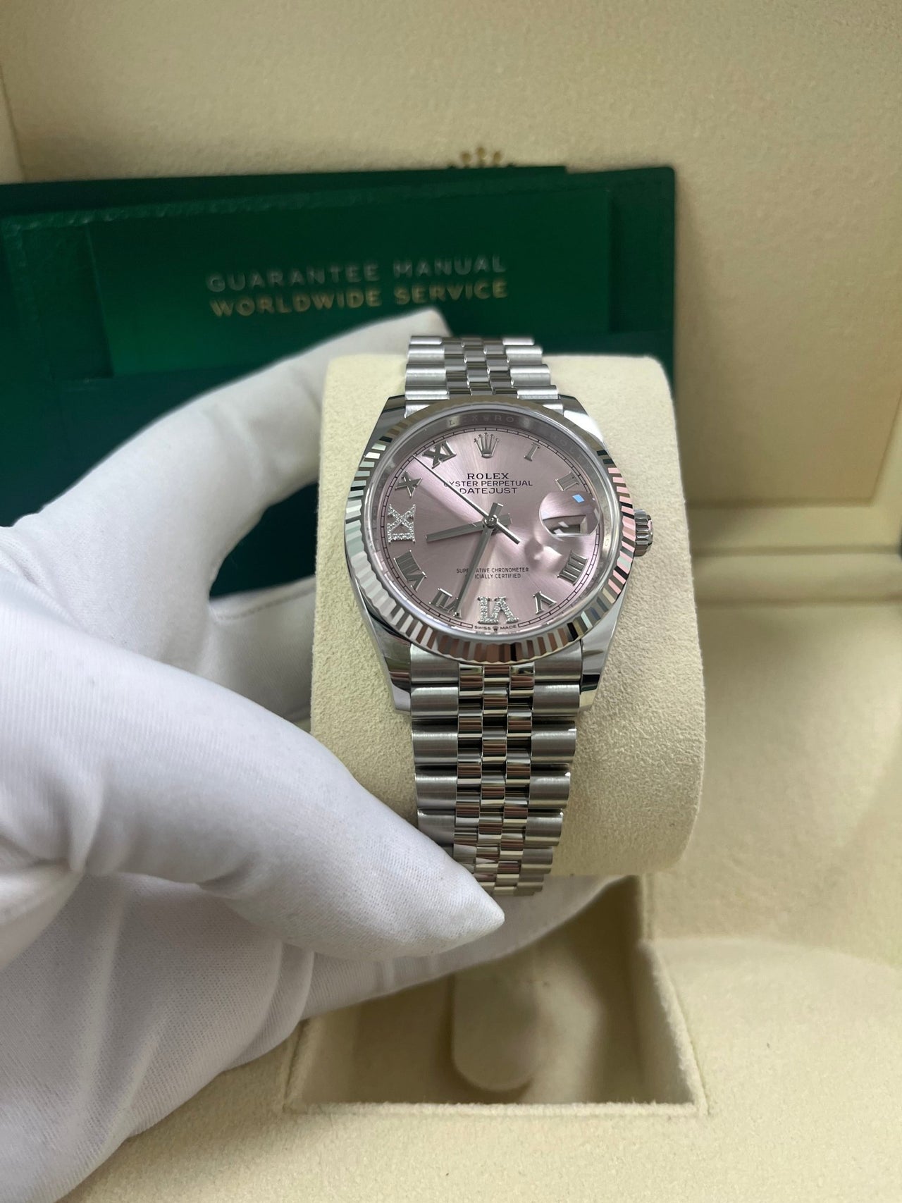 Rolex Datejust 36 Jubilee Pink Roman Dial Ladies (Reference 126234) - Image 7