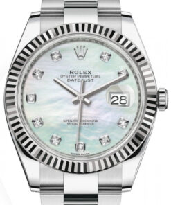 Rolex Datejust 41/ Two-Tone 18k White Gold & Steel/ Mother of Pearl Diamond Dial/ Oyster Bracelet (Ref# 126334)
