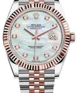 Rolex Datejust 41 Two-Tone Stainless Steel and Rose Gold/ "Mother of Pearl" Diamond Dial/ Fluted Bezel/ Jubilee Bracelet (Ref#126331)