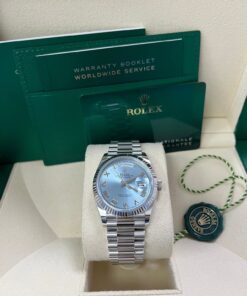 Alternative view of Rolex Day-Date 36 Platinum Ice Blue Roman Dial President Bracelet 128236