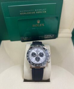 Alternative view of Rolex Daytona White Gold Daytona 40 Watch - Meteroite and Black Index Dial - Black Oysterflex 116519LN