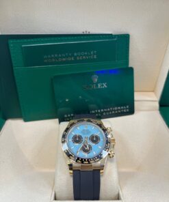Alternative view of Rolex Daytona Yellow Gold Daytona Tiffany Dial on Oysterflex New 2025 Release Reference 126518